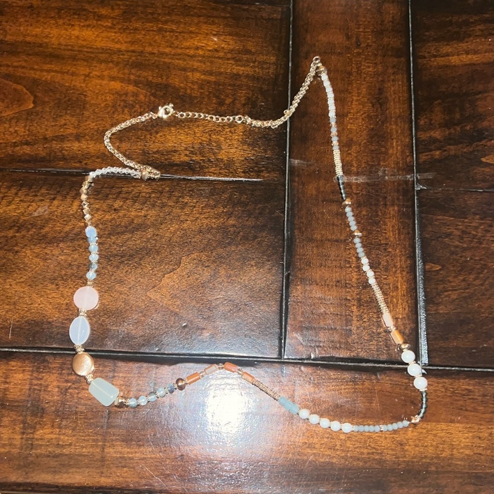 Inc gray pink clear necklace